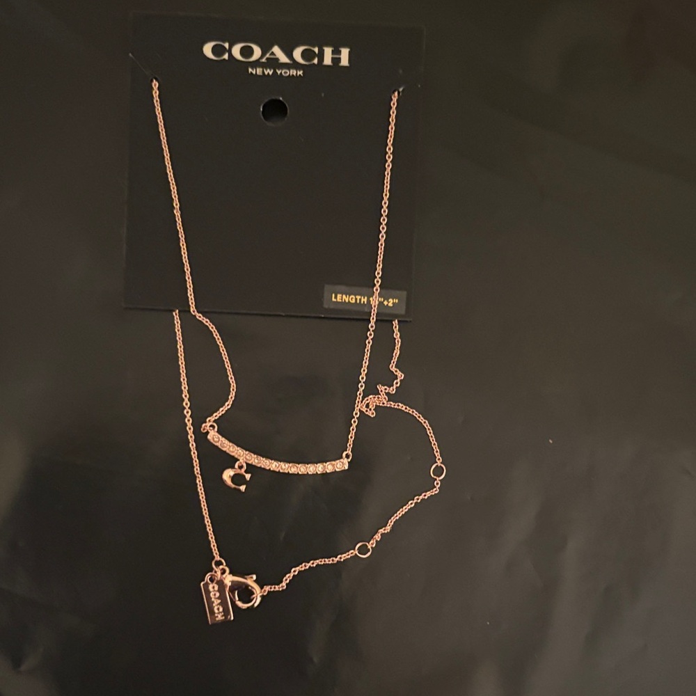 Coach Rose Gold Necklace with Charm 16 inches long